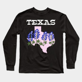 Texas Bluebonnets State Wildflower Long Sleeve T-Shirt